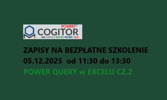 Bezpłatny warsztat POWER QUERY W EXCELU