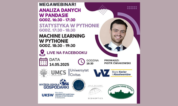 BEZPŁATNY MEGAWEBINAR: Analiza danych w Pandasie | Statystyka w Pythonie | Machine Learning w Pythonie