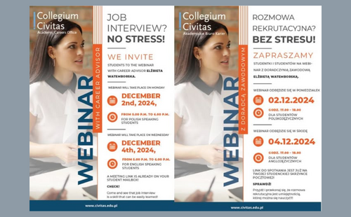 Webinar „Rozmowa rekrutacyjna? Bez stresu” / Webinar „Job interview? No stress!