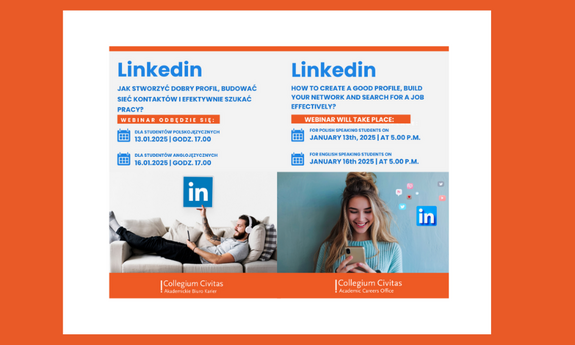 Webinar „LinkedIn - jak stworzyć dobry profil, budować sieć kontaktów i efektywnie szukać pracy?"/ The webinar "LinkedIn - how to create a good profile, build a network of contacts and effectively look for a job?"