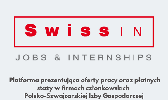 SwissIN - platforma prezentująca oferty pracy oraz płatnych staży w firmach członkowskich Polsko-Szwajcarskiej Izby Gospodarczej