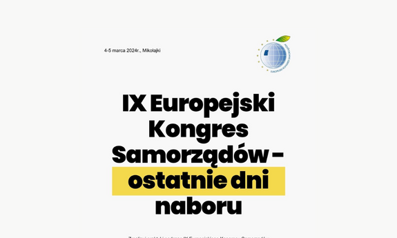 Ostatnie dni naboru do Programu Junior Staff podczas IX Europejskiego Kongresu Samorządów