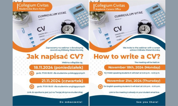 Webinar z doradczynią zawodową Elżbietą Watemborską „Jak napisać CV?” / The webinar with our career advisor Elżbieta Watemborska „How to write a CV?”