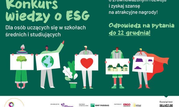 Weź udział w OGÓLNOPOLSKI KONKURS WIEDZY O #ESG 2023/2024!