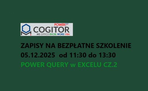 Bezpłatny warsztat POWER QUERY W EXCELU