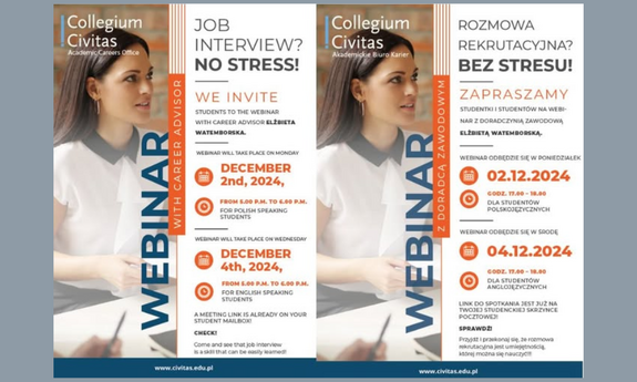 Webinar „Rozmowa rekrutacyjna? Bez stresu” / Webinar „Job interview? No stress!